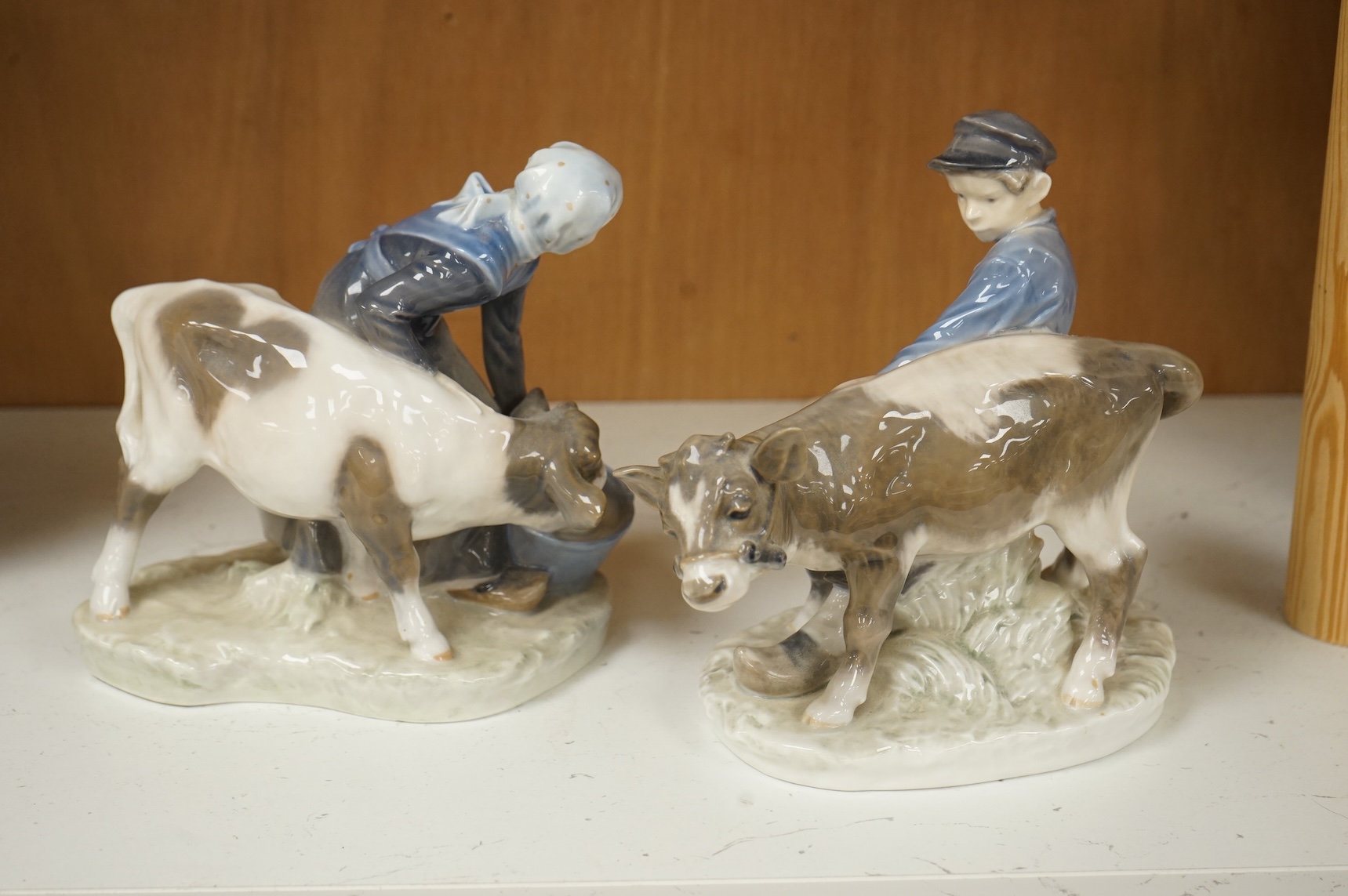 Two Royal Copenhagen porcelain figural groups, 20th century, 18cm wide